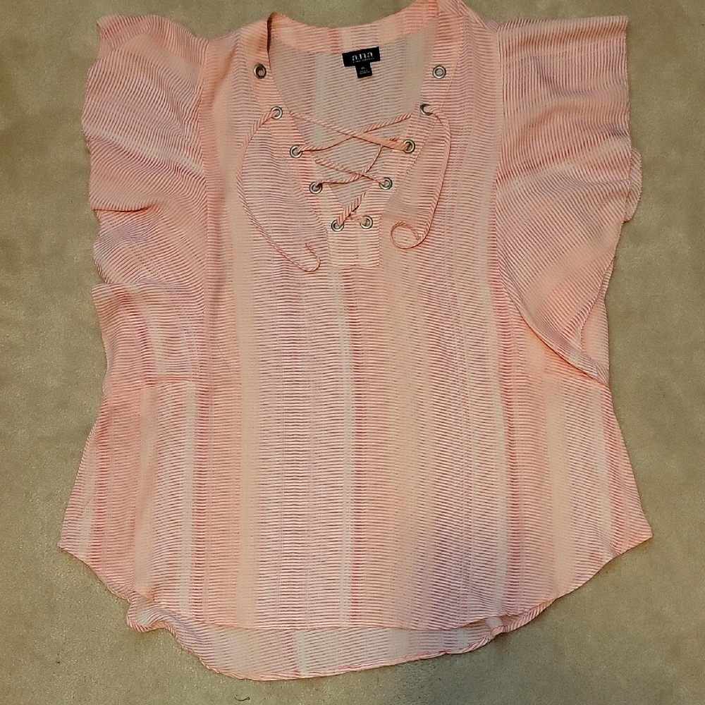 a.n.a Peach Lace-Up Flutter Sleeve Blouse